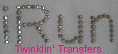 Rhinestone Transfer Hot Fix Iron On I RUN TRACK