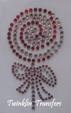 Â Rhinestone Hot Fix Iron On Transfer LOLLIPOP CANDY BOW