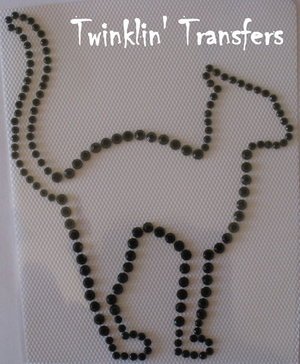 Rhinestone Hot Fix Iron On Transfer HALLOWEEN BLACK CAT