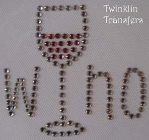 Rhinestone Iron On Hot Fix Transfer WINO WINE GLASS