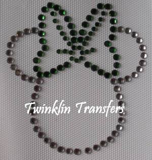 Rhinestone Transfer Hot Fix Iron On MINNIE GREEN BOW