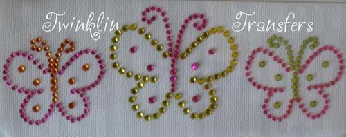 Rhinestone Transfer Iron On GROOVY BUTTERFLY TRIO