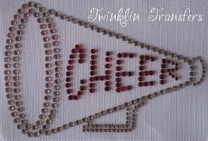 Rhinestone Transfer Iron On CHEERLEADER CHEER MEGAPHONE