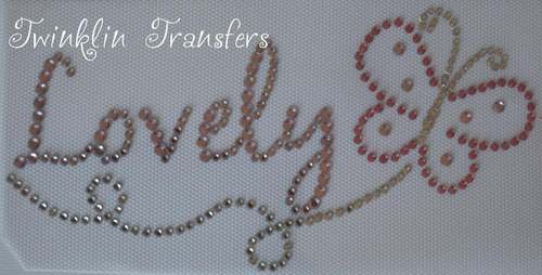 Rhinestone Transfer Iron On LOVELY PINK BUTTERFLY