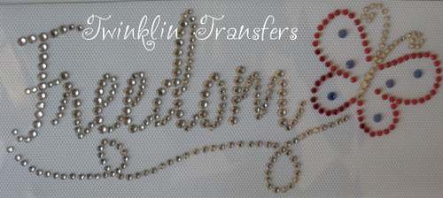 Rhinestone Transfer Iron On PATRIOTIC FREEDOM BUTTERFLY