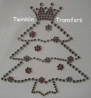 Rhinestone Transfer IronOn PRINCESS CHRISTMAS TREE PINK