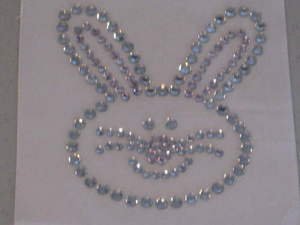 Rhinestone Transfer Hot Fix Iron On PINK EASTER BUNNY
