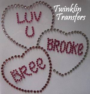 Rhinestone Iron On CUSTOM PERSONALIZED HEART VALENTINE