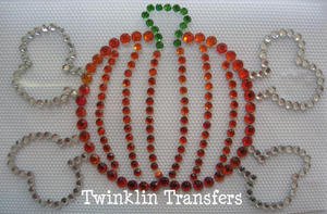 Rhinestone Transfer Hot Fix Iron On PUMPKIN CROSSBONES