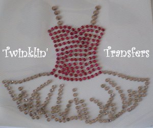 Rhinestone Hot Fix Iron On Transfer PINK PRINCESS TUTU