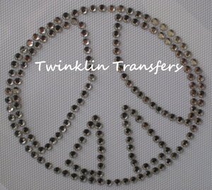 Rhinestone Transfer Iron On PEACE SIGN RETRO GROOVY