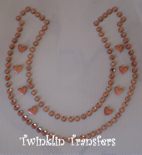 Rhinestone Hot Fix Iron Transfer PINK HORSESHOE HEART