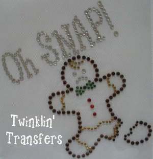 Rhinestone Transfer Iron On OH SNAP CHRISTMAS COOKIE