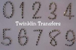 Rhinestone Iron On Transfer NUMBERS 0 1 2 3 4 5 6 7 8 9