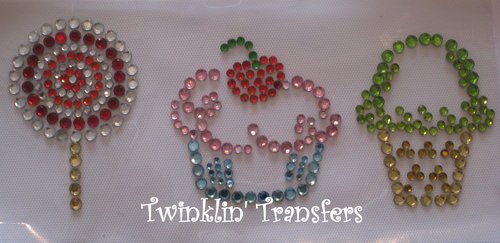 Rhinestone Hot Fix Iron On Transfer SWEET TRIO CUPCAKE