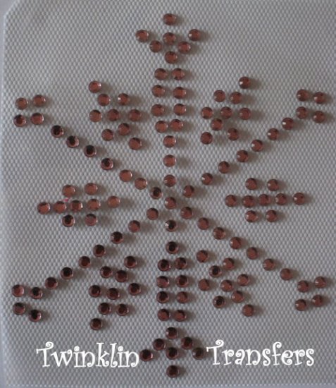 Rhinestone Hot Fix Iron Transfer PINK WINTER SNOWFLAKE