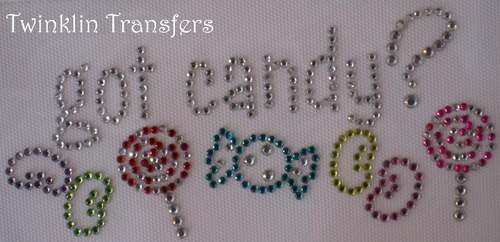 Rhinestone Iron Transfer GOT CANDY LOLLIPOP JELLY BEAN