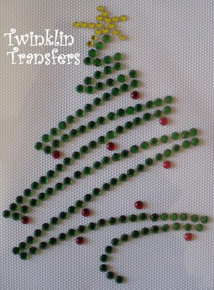 Rhinestone Hot Fix Iron On Transfer CHRISTMAS TREE Star