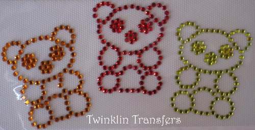 Rhinestone Hot Fix Iron On Transfer GUMMY BEARS CANDY