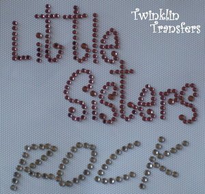 Rhinestone Hot Fix Iron On Transfer LITTLE SISTERS ROCK