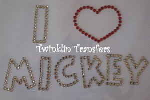 Rhinestone Hot Fix Iron On Transfer I HEART MICKEY