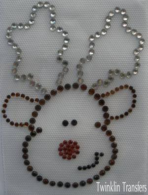 Rhinestone Transfer Hot Fix Iron On RUDOLPH REINDEER