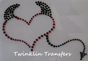 Rhinestone Transfer Iron On LIL DEVIL HEART HORNS