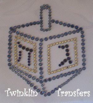 Rhinestone Hot Fix Iron On Transfer DREIDEL HANUKKAH