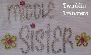 Rhinestone Iron On Transfer MIDDLE SISTER FLOWER PINK