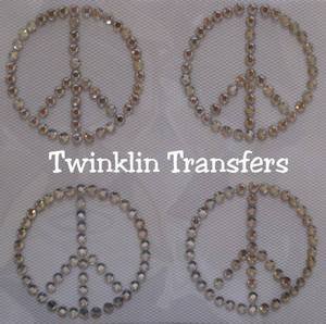 Rhinestone Hot Iron On Transfer 4 MINI PEACE SIGN CLEAR