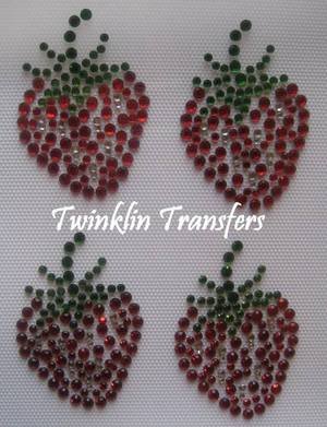 Rhinestone Hot Fix Iron On Transfer MINI STRAWBERRY RED