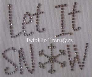 Rhinestone Transfer Iron On LET IT SNOW PINK SNOWFLAKE
