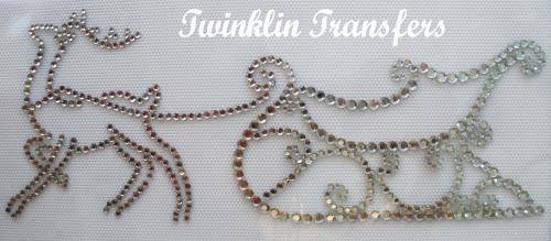 Rhinestone Transfer Hot Fix Iron On CHRISTMAS SLEIGH