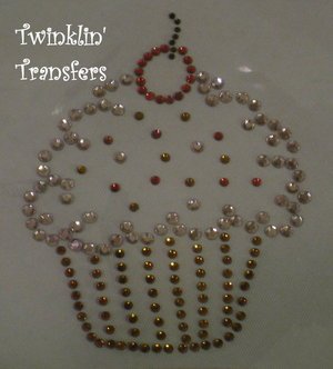 Rhinestone Transfer Iron On PINK CHOCOLATE CUPCAKE BDAY
