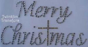 Rhinestone Transfer Iron On MERRY CHRISTMAS CROSS
