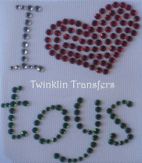 Rhinestone Transfer Iron On CHRISTMAS I HEART TOYS
