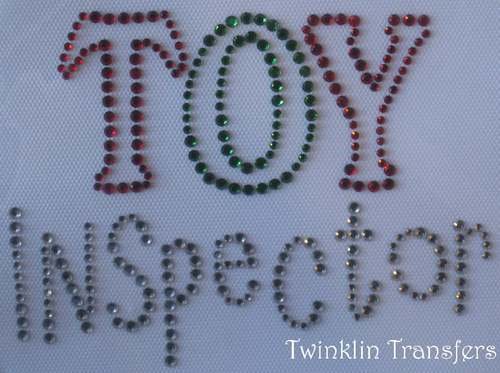 Rhinestone Transfer Iron On CHRISTMAS TOY INSPECTOR