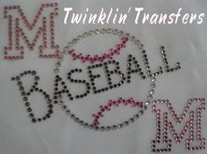 Rhinestone Transfer Iron On Hot Fix BASEBALL MOM PINK