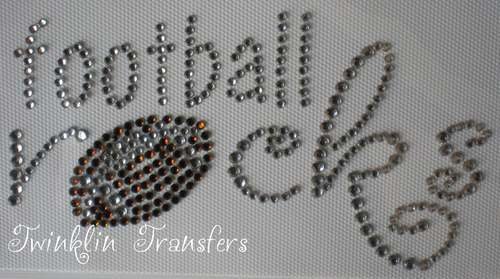 Rhinestone Hot Fix Iron On Transfer FOOTBALL ROCKS