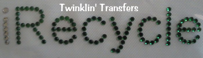 Rhinestone Transfer Hot Fix Iron On I RECYCLE GREEN