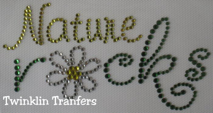 Rhinestone Iron On Transfer NATURE ROCKS FLOWER