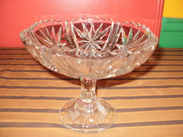 Cut Glass Candy Dish (Platter) on Pedastal