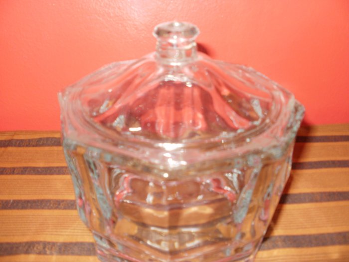 Cut Glass Octagon Shaped Candy Dish with Lid