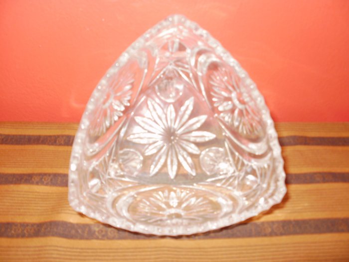Cut Glass Small Triangle Shaped Candy dish