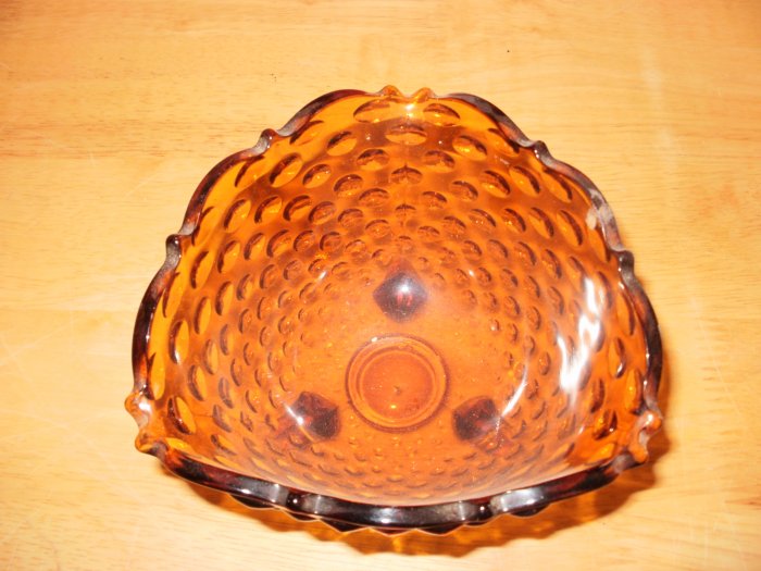 Cut Glass Brown Triangle Shaped Candy dish