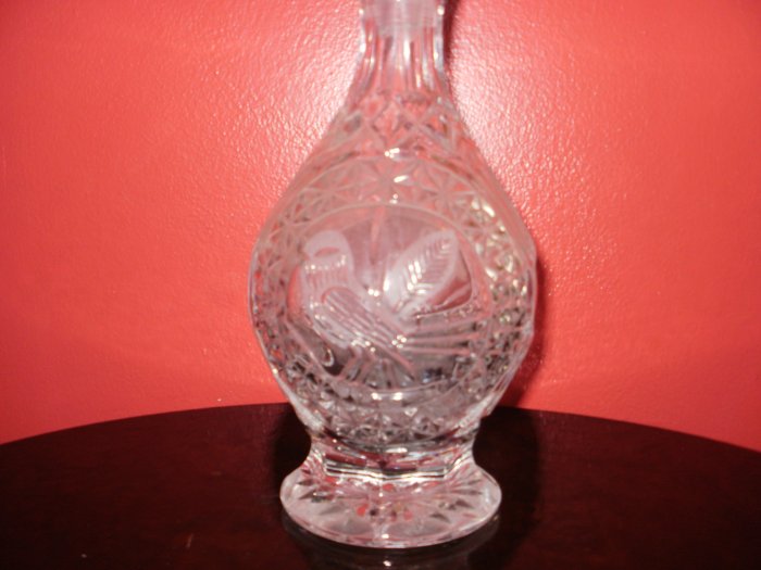 Cut Glass Decanter with Birds