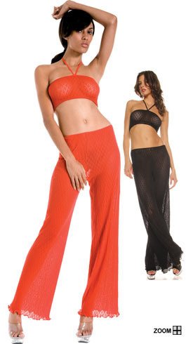 Sexy black lace halter top and pants lingerie os