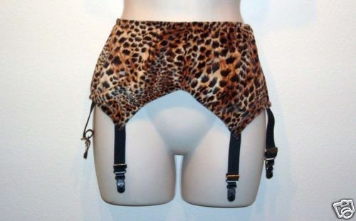 Leopard print 6 strap Garter Suspender Belt o/s