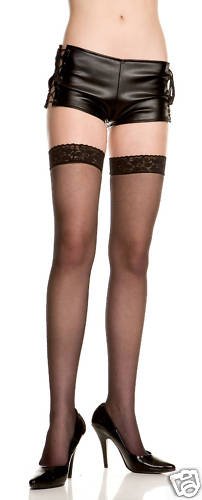 Sexy Black Lace top Stockings for garter belt o/s
