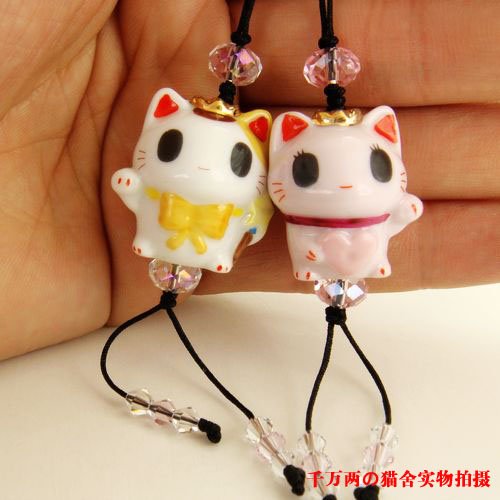 A0025 - Angel Cat Swarovski cell phone chain / cell phone hanging